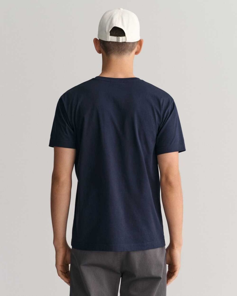 Gant Slim Fit Shield Men's T-Shirt Evening Blue | JPELW-1895