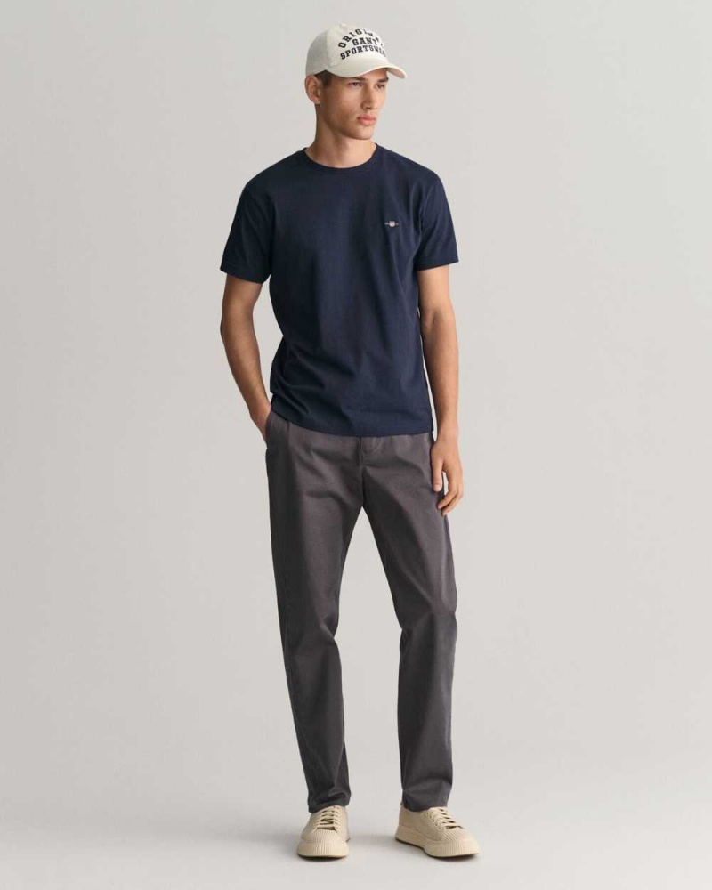 Gant Slim Fit Shield Men's T-Shirt Evening Blue | JPELW-1895