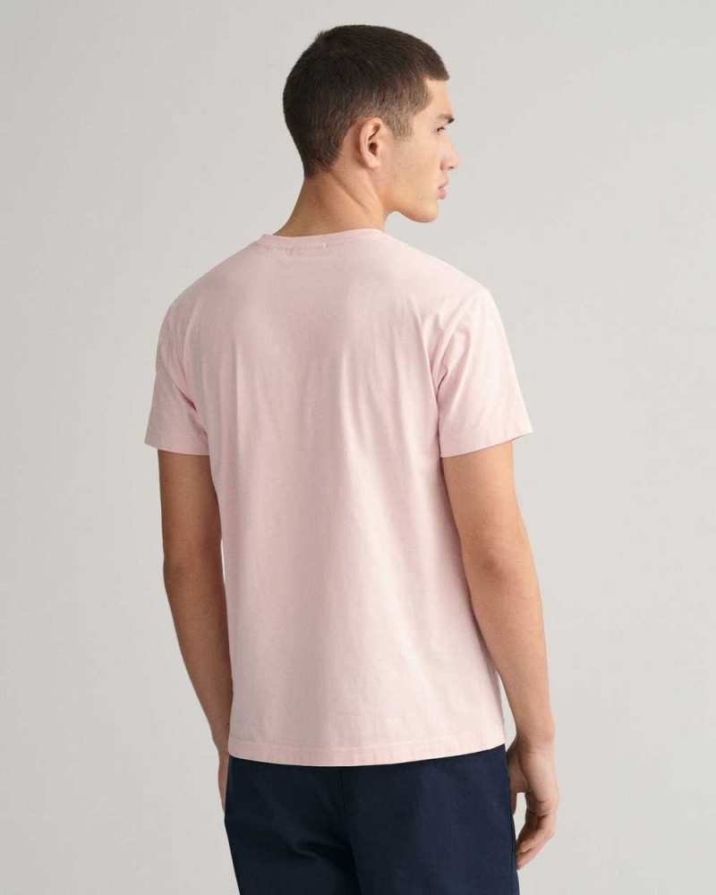 Gant Slim Fit Shield Men's T-Shirt Faded Pink | PLKJE-8279