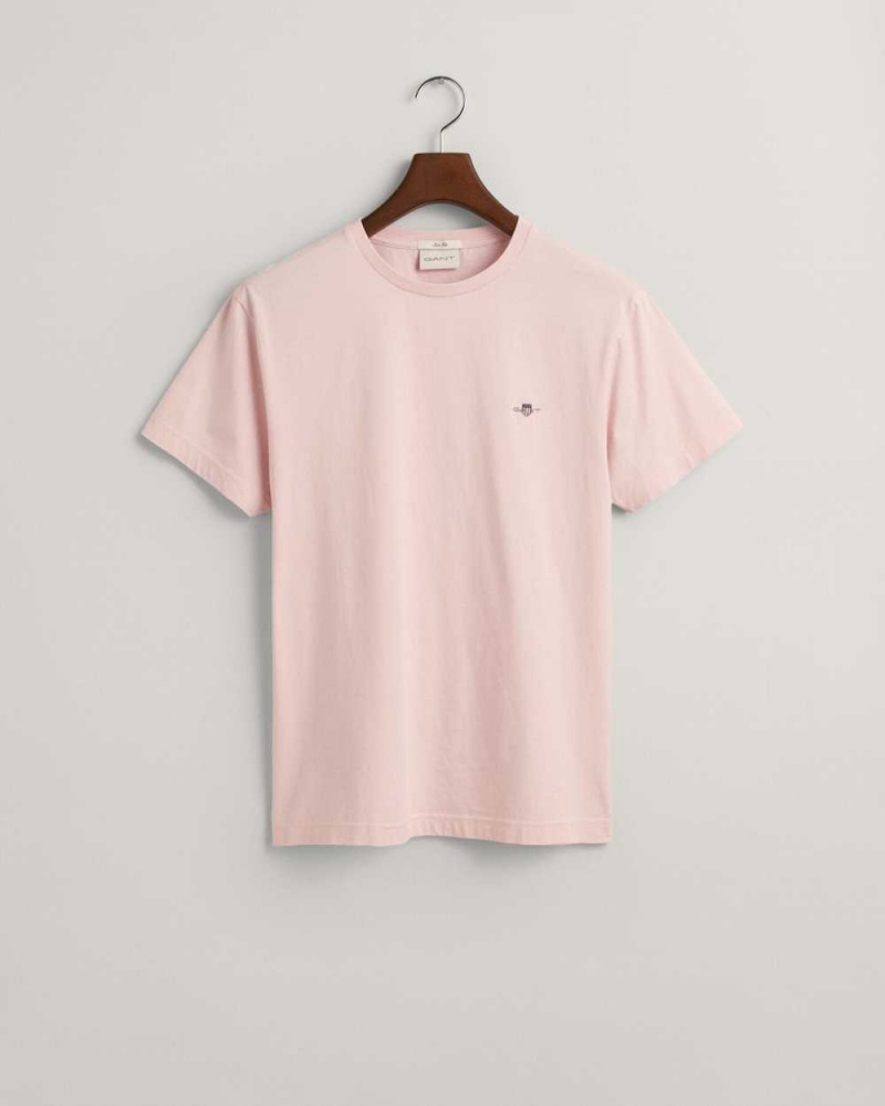 Gant Slim Fit Shield Men's T-Shirt Faded Pink | PLKJE-8279