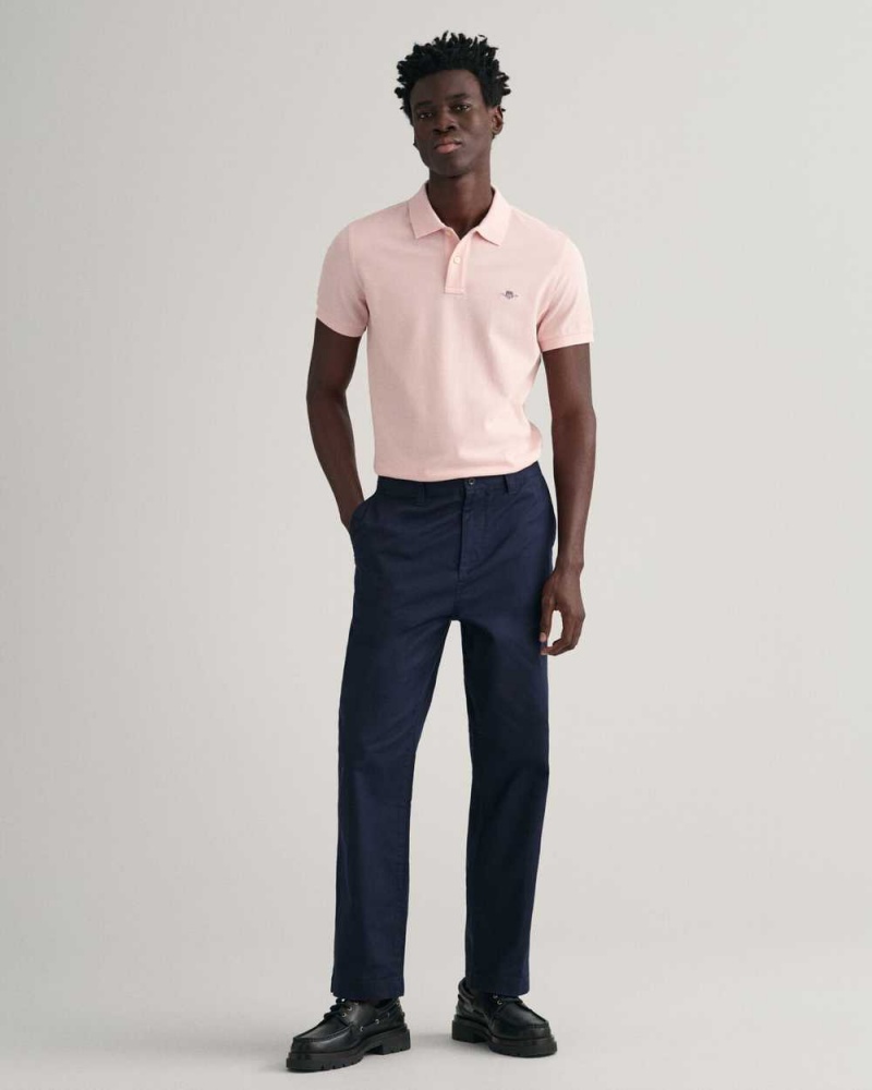 Gant Slim Fit Shield Piqué Men's Polo Shirt Faded Pink | BXHQY-9584