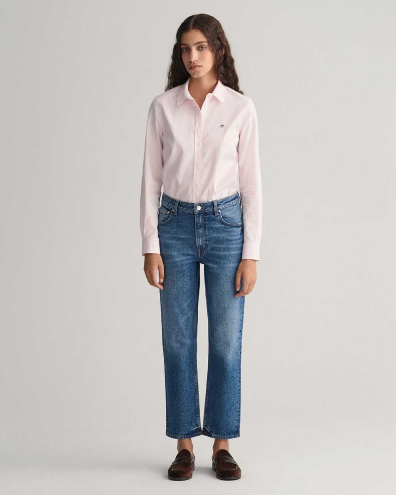 Gant Slim Fit Stretch Oxford Women's Shirts Light Pink | GWUEA-2310