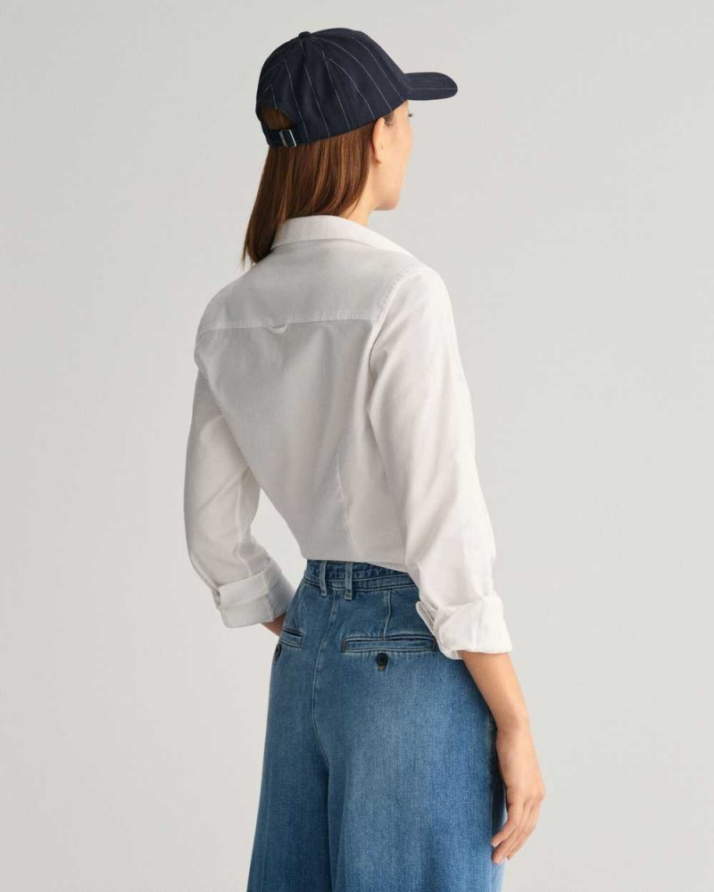 Gant Slim Fit Stretch Oxford Women's Shirts White | YOWUH-3162