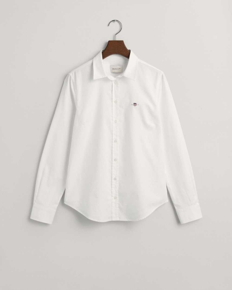 Gant Slim Fit Stretch Oxford Women's Shirts White | YOWUH-3162