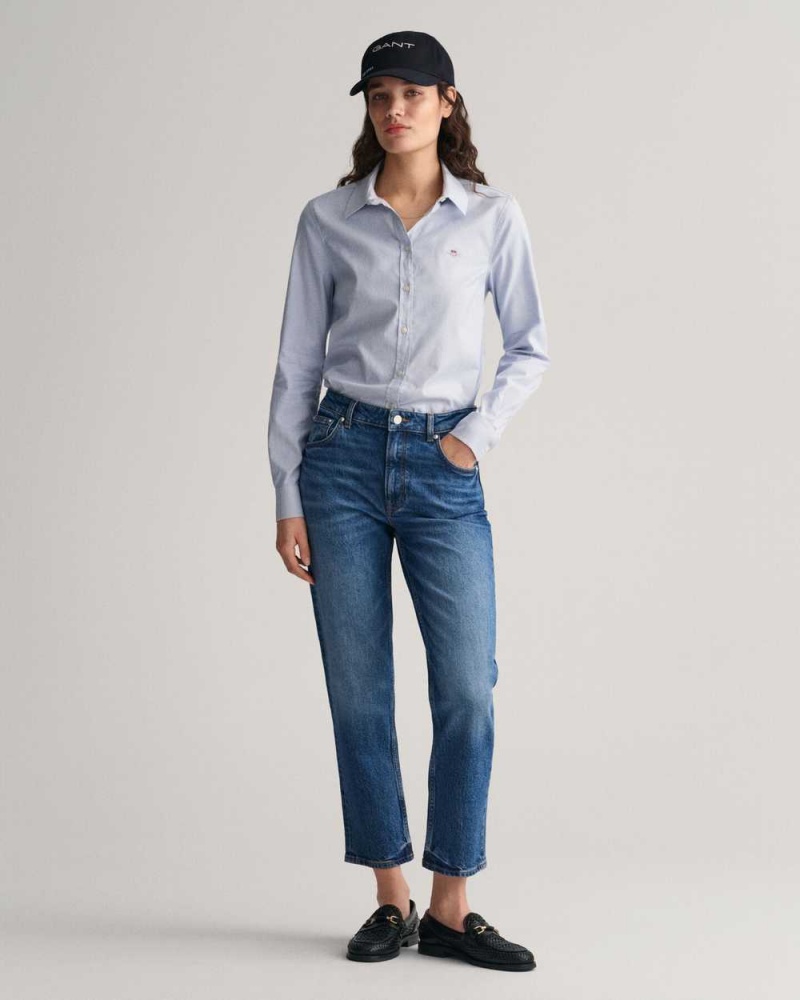 Gant Slim Fit Stretch Oxford Women's Shirts Light Blue | HIAEL-6923