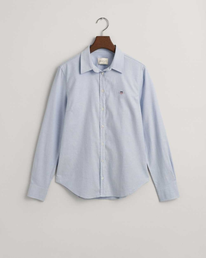 Gant Slim Fit Stretch Oxford Women's Shirts Light Blue | HIAEL-6923