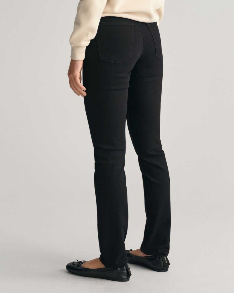 Gant Slim Fit Super Stretch Women's Jeans Black | RMBKL-4580