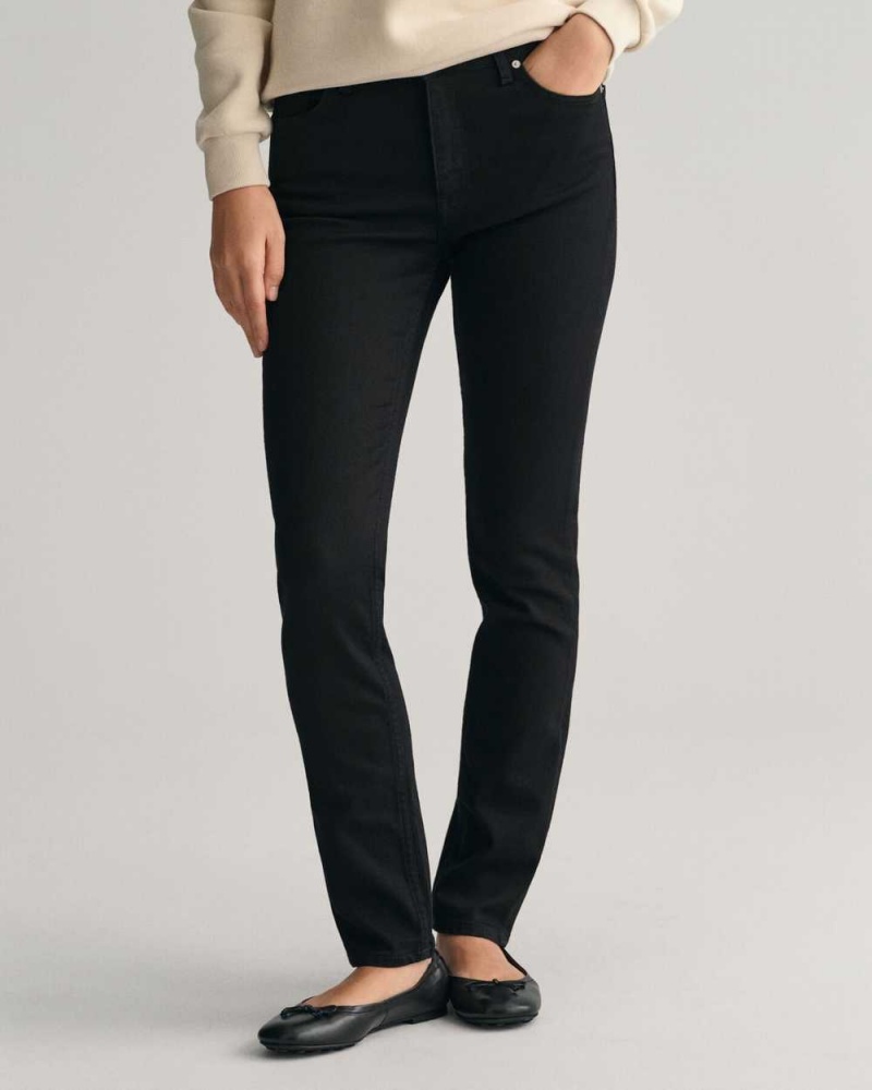 Gant Slim Fit Super Stretch Women's Jeans Black | RMBKL-4580