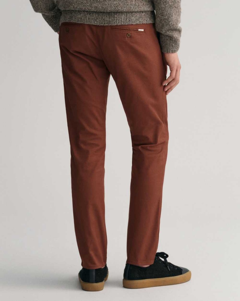 Gant Slim Fit Tech Prep™ Men's Chino Pants Weathered Brown | WZMTY-5901