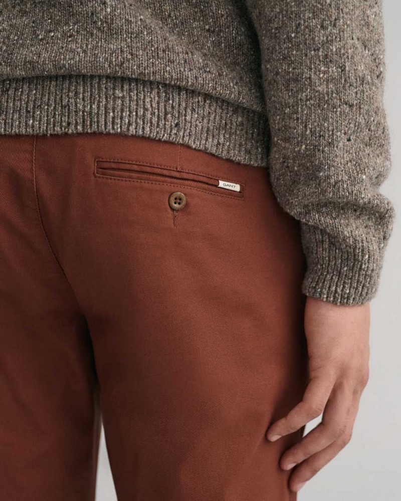 Gant Slim Fit Tech Prep™ Men's Chino Pants Weathered Brown | WZMTY-5901