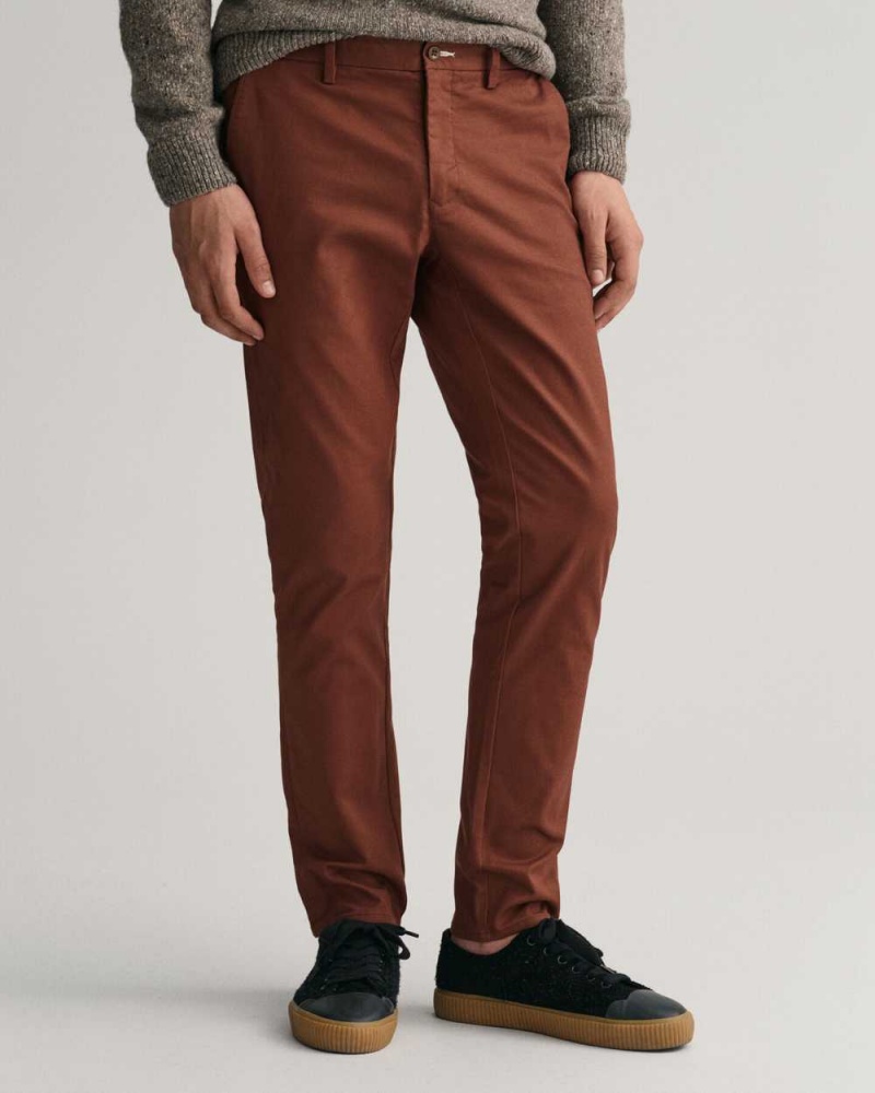 Gant Slim Fit Tech Prep™ Men's Chino Pants Weathered Brown | WZMTY-5901