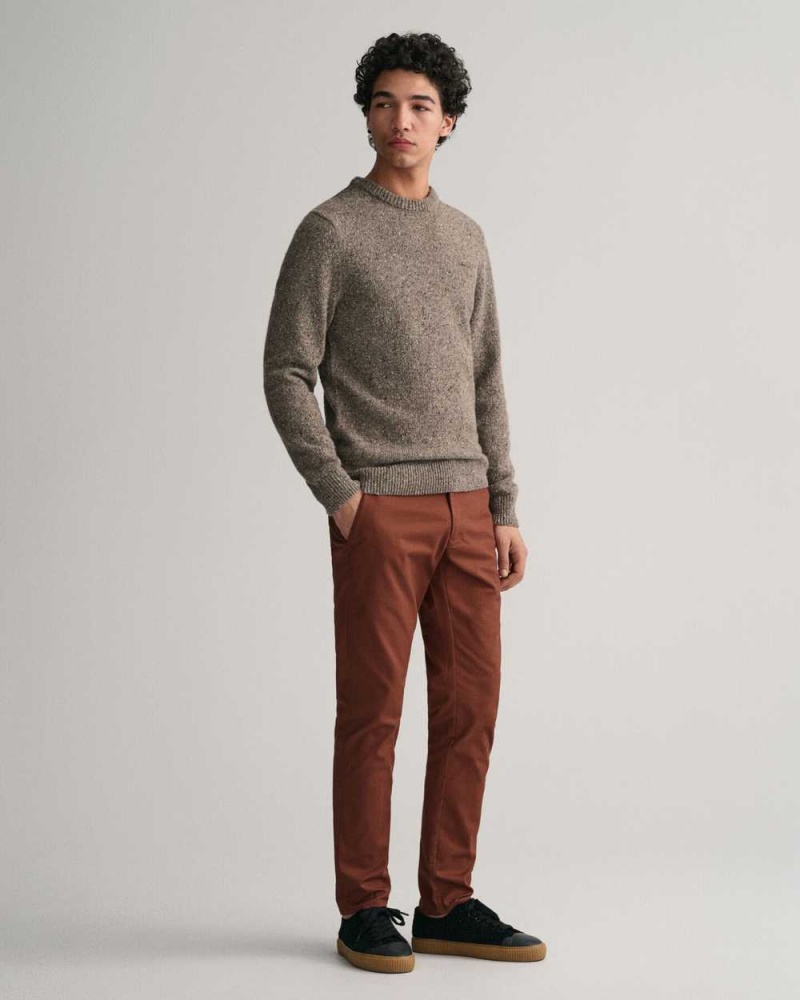 Gant Slim Fit Tech Prep™ Men's Chino Pants Weathered Brown | WZMTY-5901