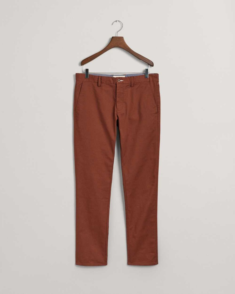 Gant Slim Fit Tech Prep™ Men's Chino Pants Weathered Brown | WZMTY-5901