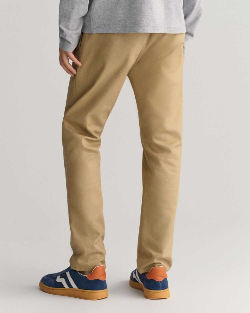 Gant Slim Fit Tech Prep™ Men's Chino Pants Dark Khaki | HEMQR-4517