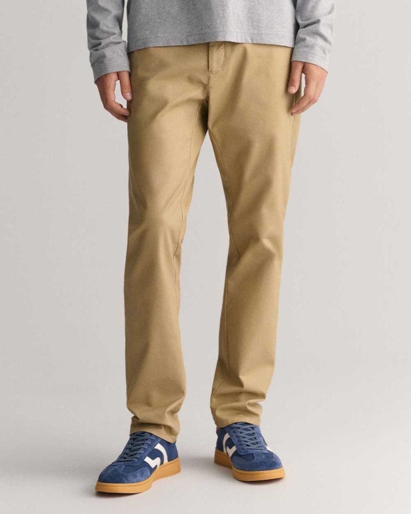 Gant Slim Fit Tech Prep™ Men's Chino Pants Dark Khaki | HEMQR-4517