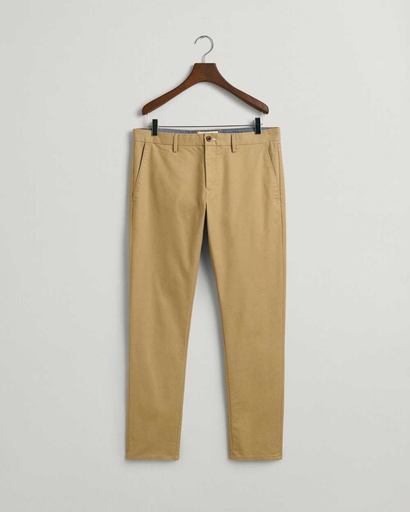 Gant Slim Fit Tech Prep™ Men's Chino Pants Dark Khaki | HEMQR-4517