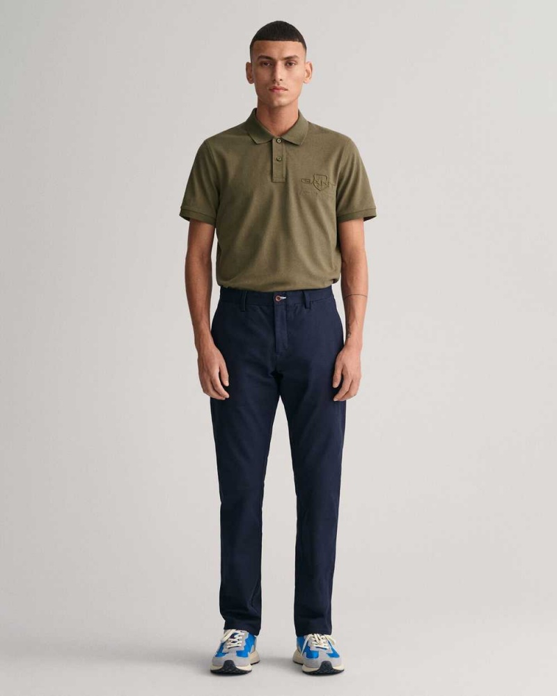 Gant Slim Fit Tech Prep™ Men's Chino Pants Marine | KDMZN-8392