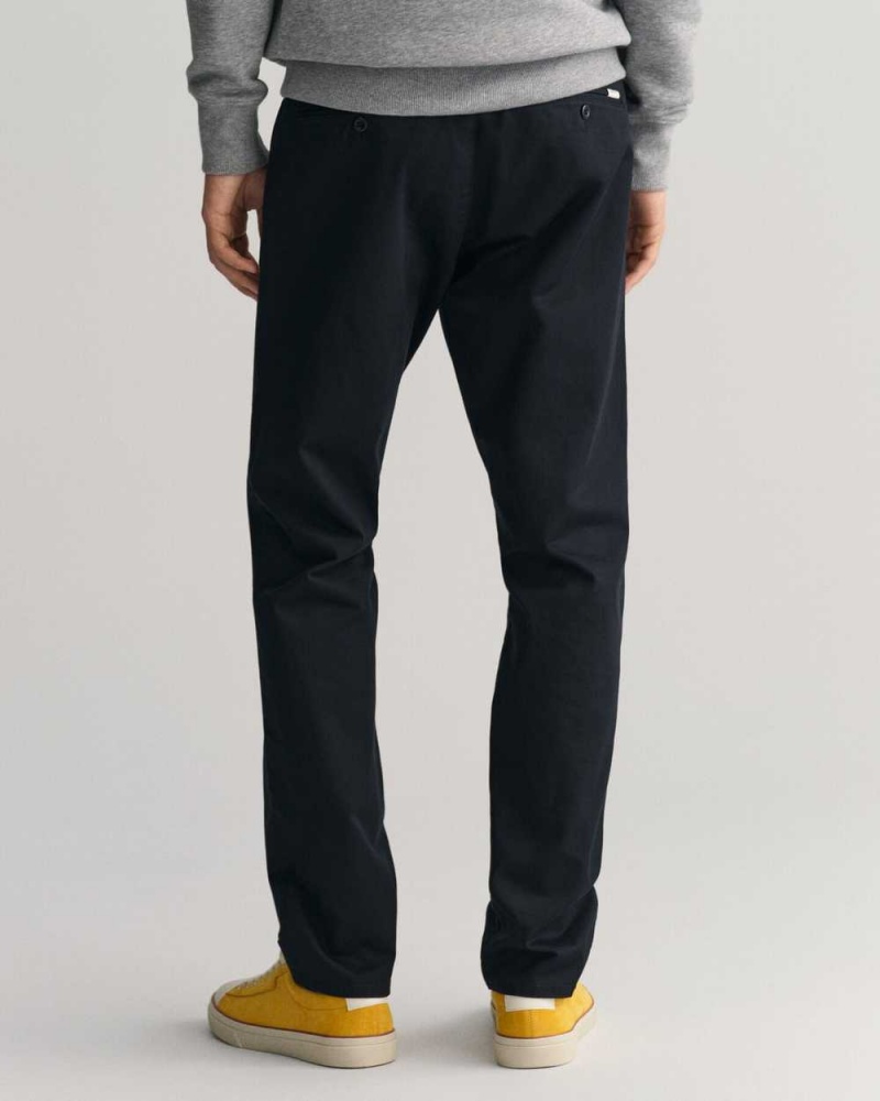 Gant Slim Fit Twill Men's Chino Pants Black | ZBPUI-2896