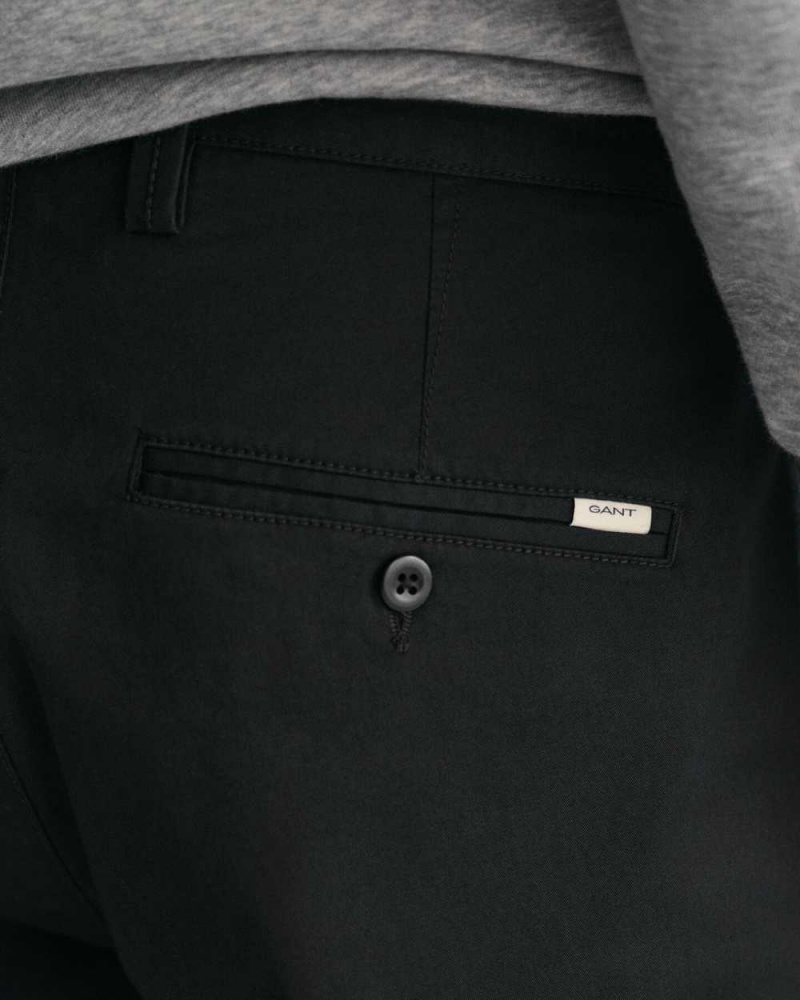 Gant Slim Fit Twill Men's Chino Pants Black | ZBPUI-2896