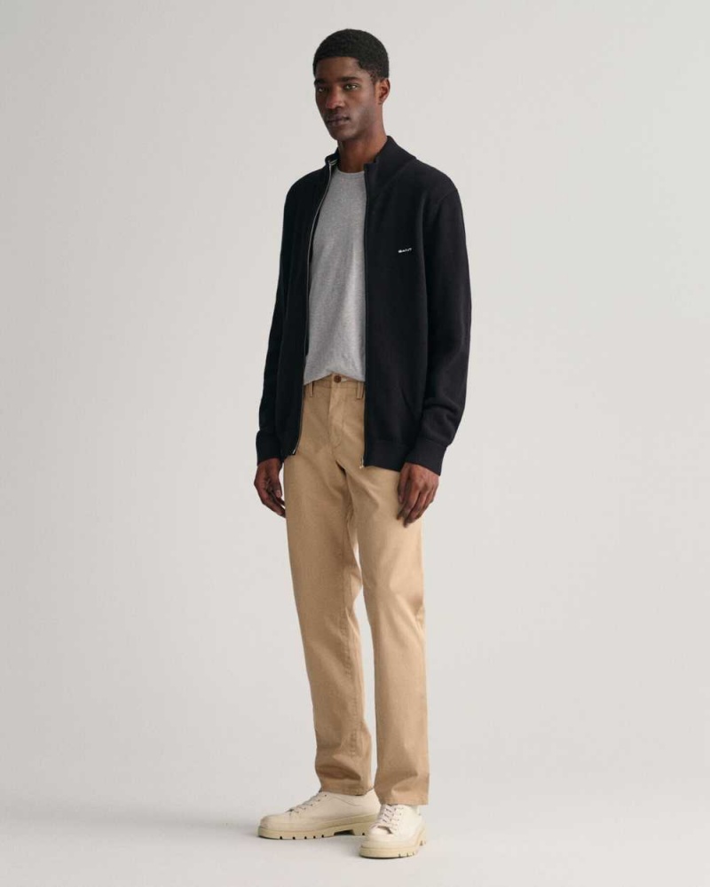 Gant Slim Fit Twill Men's Chino Pants Dark Khaki | JUCQO-1692