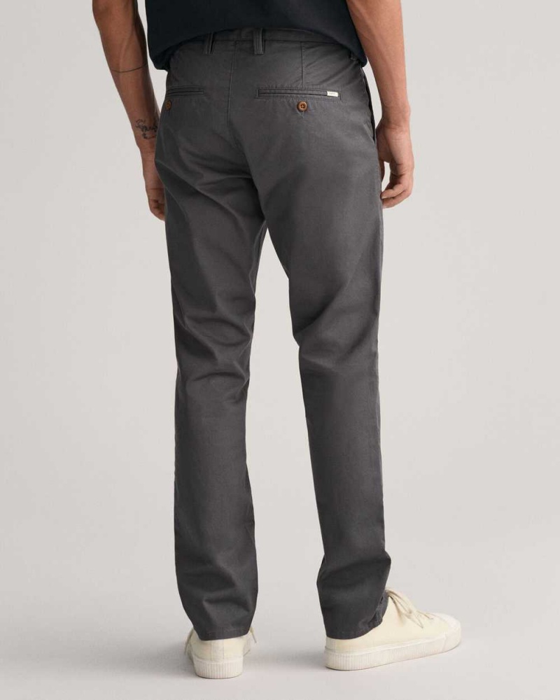 Gant Slim Fit Twill Men's Chino Pants Dark Gray | LQDXM-5123