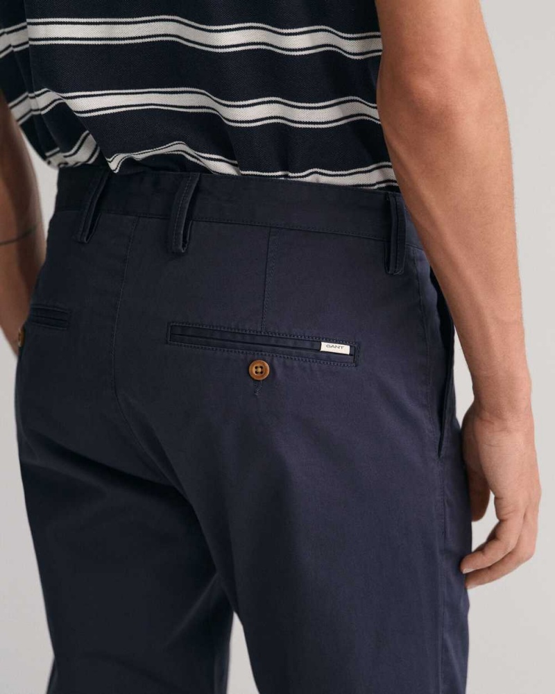 Gant Slim Fit Twill Men's Chino Pants Marine | PXYRQ-7831