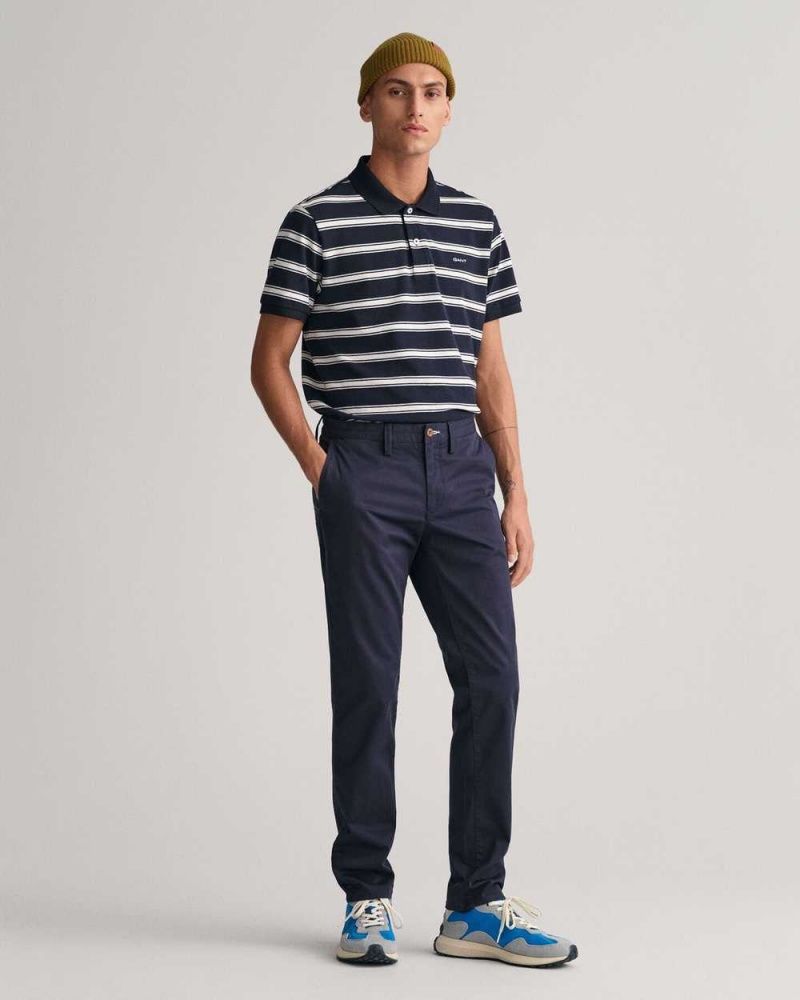 Gant Slim Fit Twill Men\'s Chino Pants Marine | PXYRQ-7831