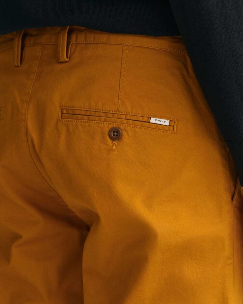 Gant Slim Fit Twill Men's Chino Pants Mustard Brown | IVJCG-8105