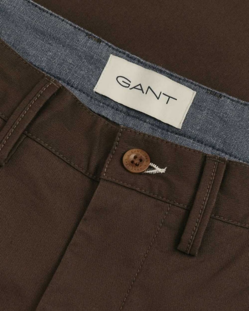 Gant Slim Fit Twill Men's Chino Pants Rich Brown | UMZPC-1608