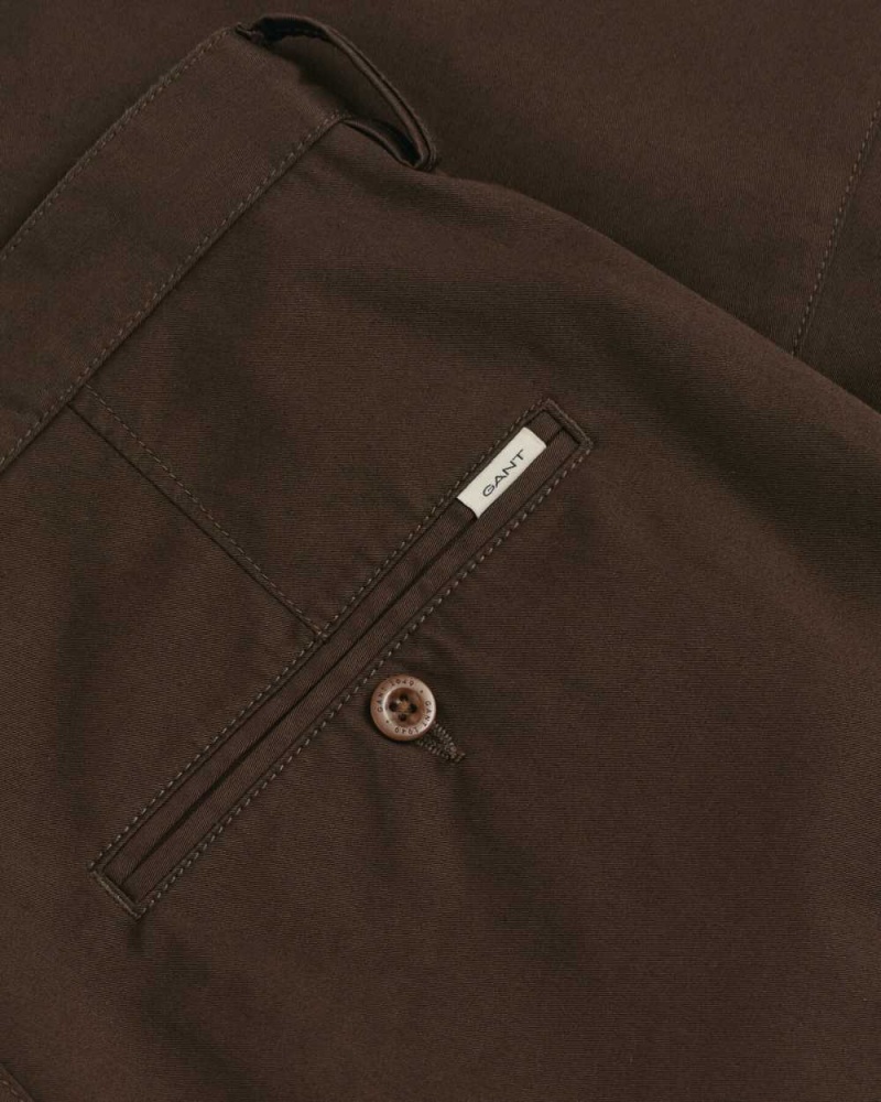 Gant Slim Fit Twill Men's Chino Pants Rich Brown | UMZPC-1608