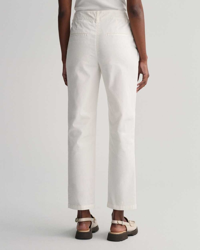 Gant Slim Fit Women's Chino Pants Beige White | VLOQA-3076