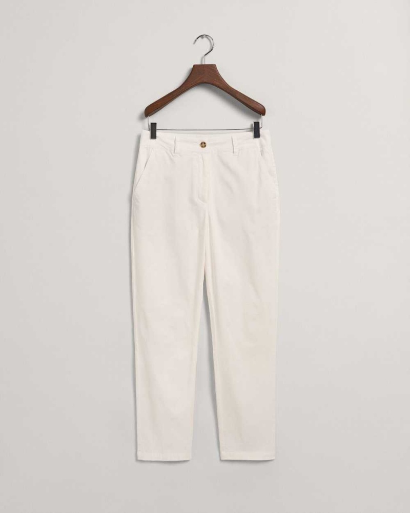 Gant Slim Fit Women's Chino Pants Beige White | VLOQA-3076