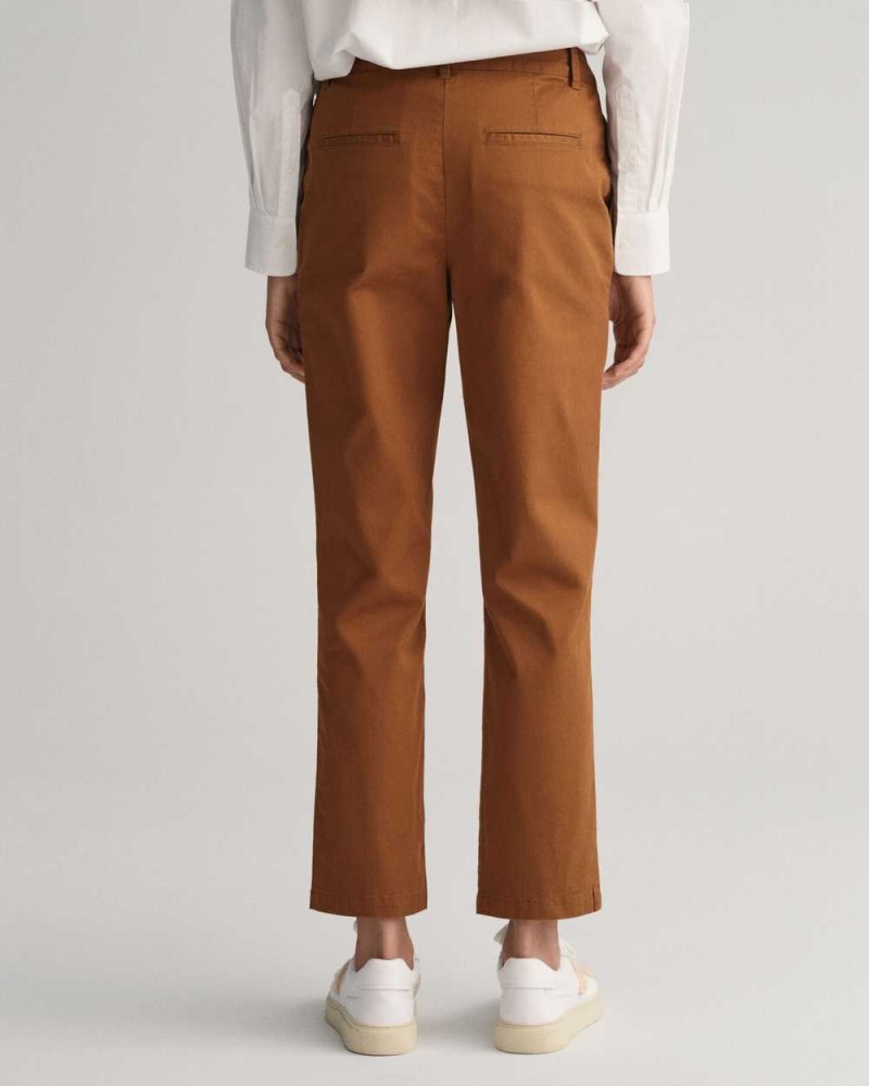 Gant Slim Fit Women's Chino Pants Chocolate Brown | EQYUK-7210