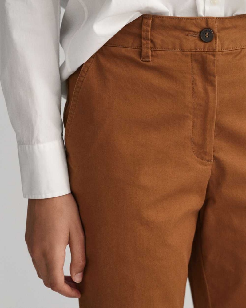 Gant Slim Fit Women's Chino Pants Chocolate Brown | EQYUK-7210