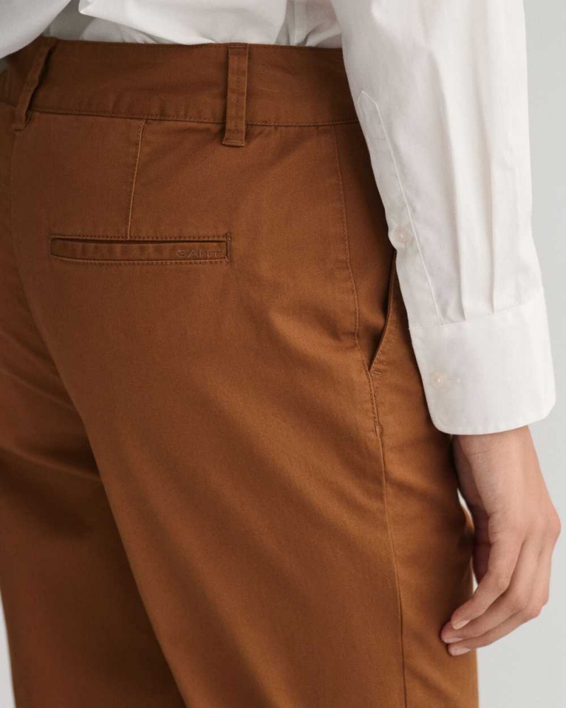 Gant Slim Fit Women's Chino Pants Chocolate Brown | EQYUK-7210