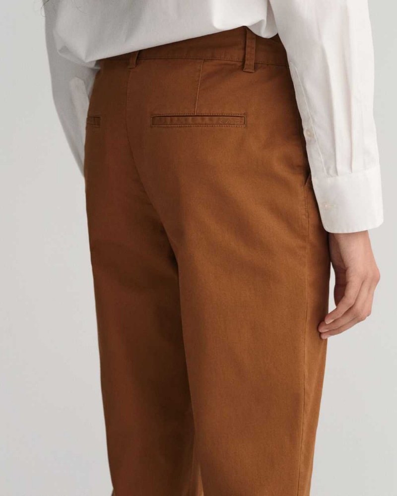 Gant Slim Fit Women's Chino Pants Chocolate Brown | EQYUK-7210