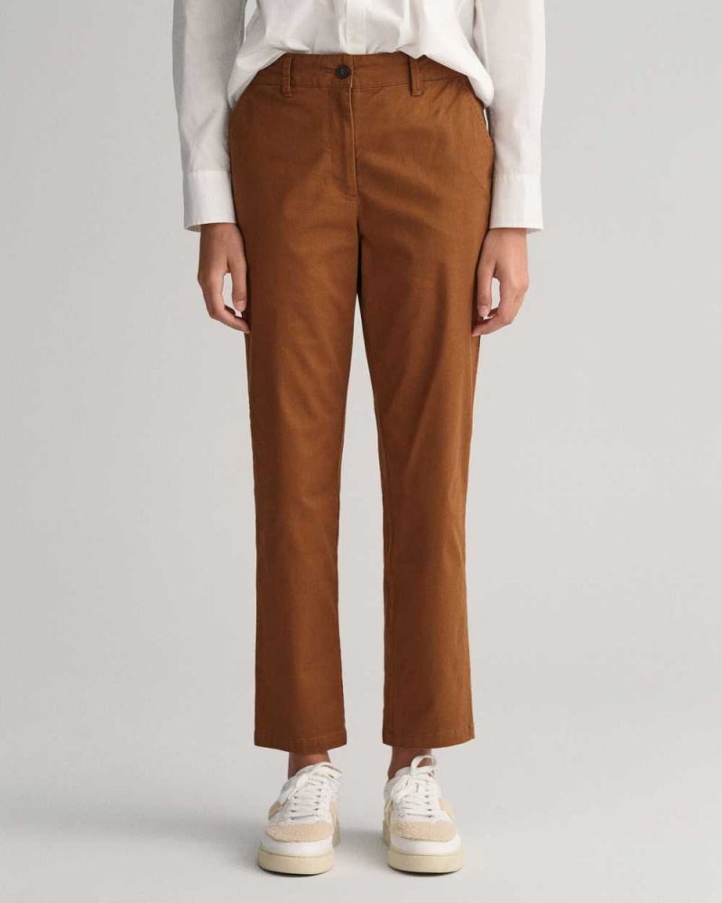 Gant Slim Fit Women's Chino Pants Chocolate Brown | EQYUK-7210