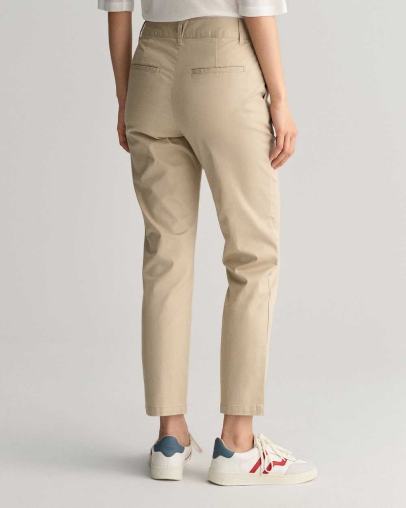 Gant Slim Fit Women's Chino Pants Dry Sand | YXWUQ-4519