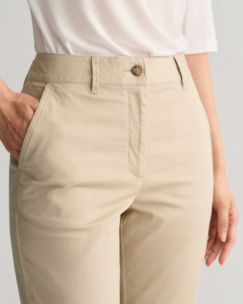 Gant Slim Fit Women's Chino Pants Dry Sand | YXWUQ-4519