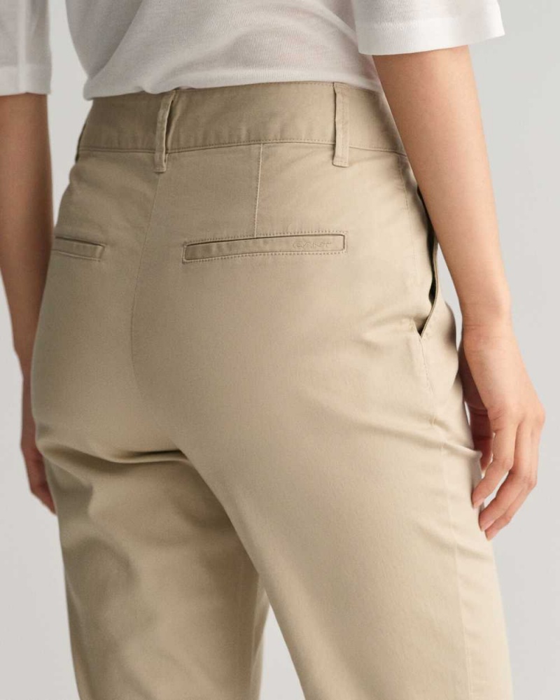 Gant Slim Fit Women's Chino Pants Dry Sand | YXWUQ-4519