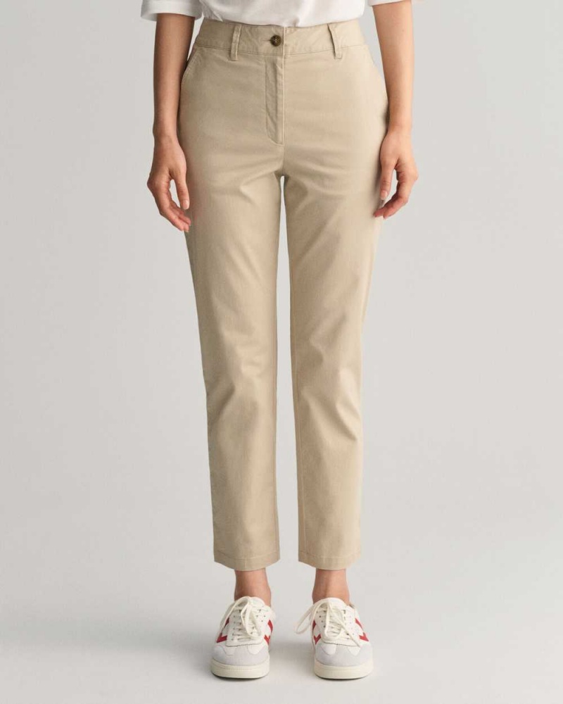 Gant Slim Fit Women's Chino Pants Dry Sand | YXWUQ-4519