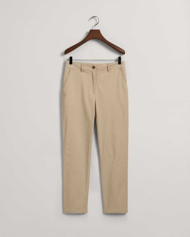 Gant Slim Fit Women's Chino Pants Dry Sand | YXWUQ-4519