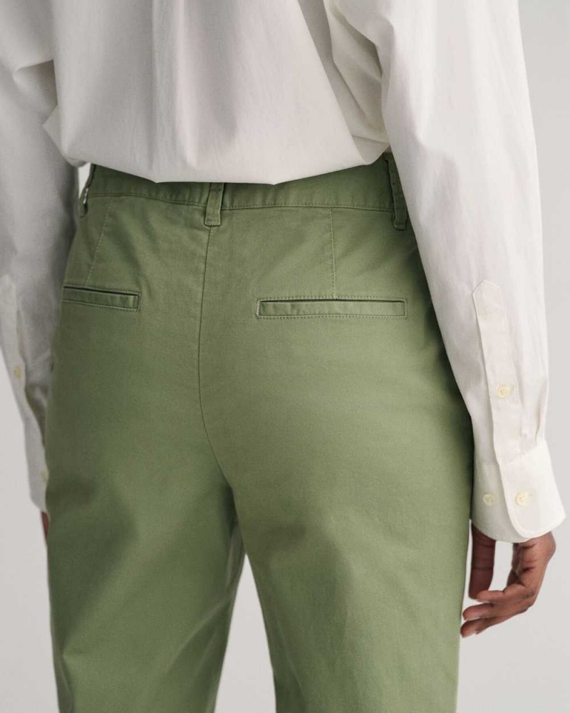 Gant Slim Fit Women's Chino Pants Oil Green | XFLSM-4821