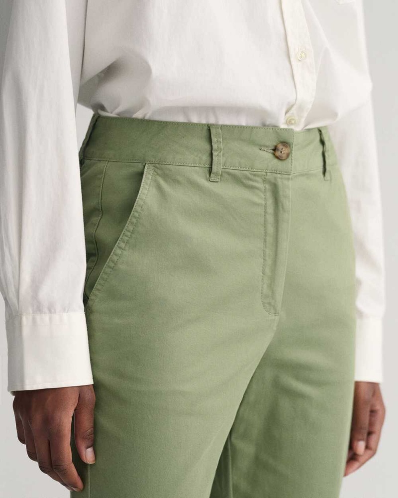 Gant Slim Fit Women's Chino Pants Oil Green | XFLSM-4821