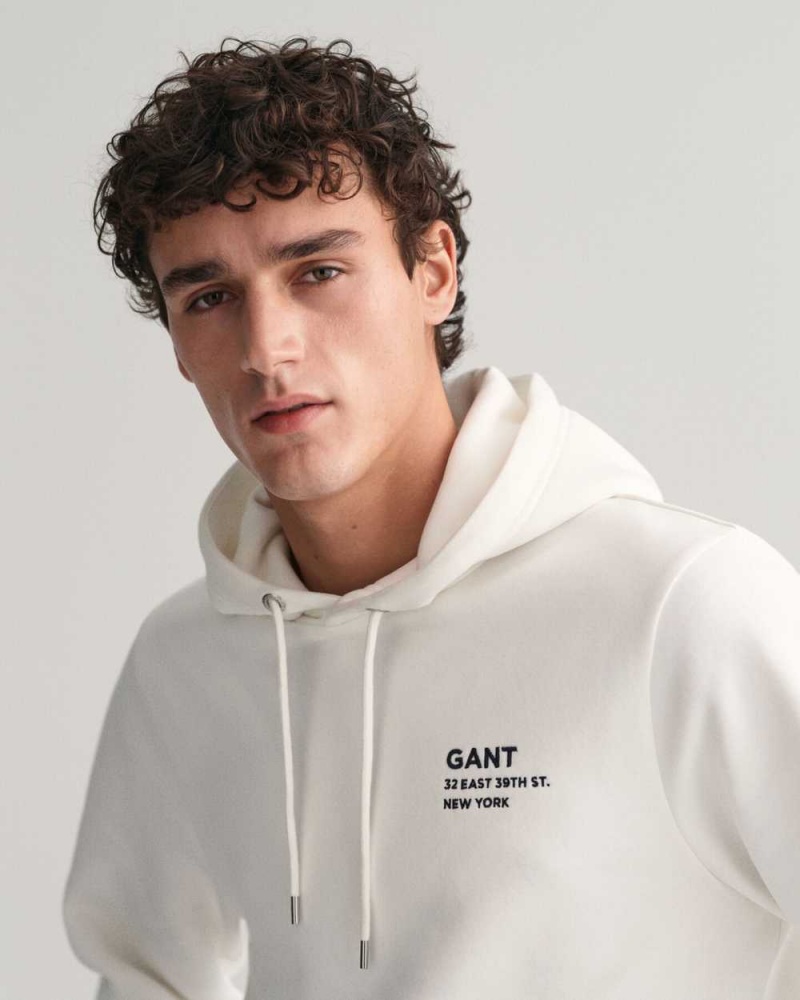 Gant Small GANT Graphic Men's Hoodie Beige White | BRGIN-3856