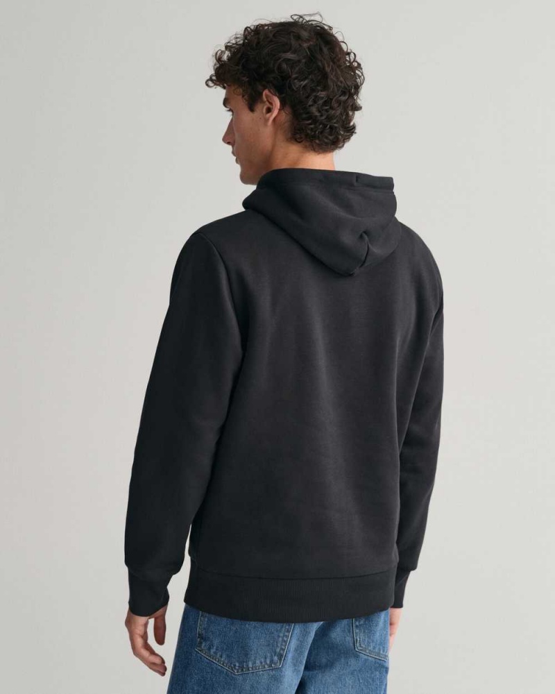 Gant Small GANT Graphic Men's Hoodie Black | QCBWI-1329