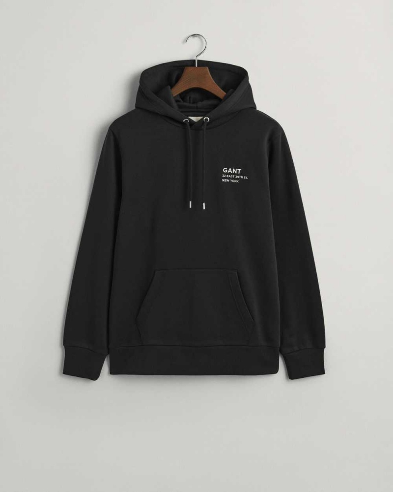 Gant Small GANT Graphic Men's Hoodie Black | QCBWI-1329