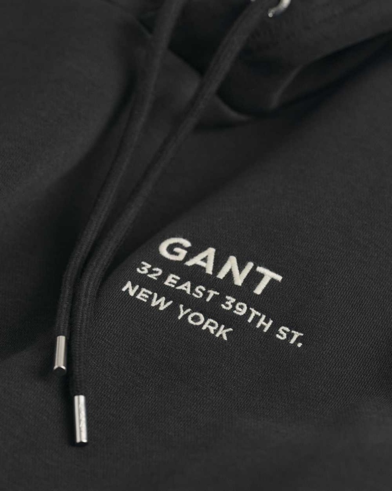 Gant Small GANT Graphic Men's Hoodie Black | QCBWI-1329