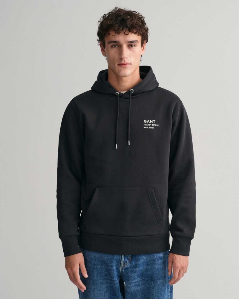 Gant Small GANT Graphic Men\'s Hoodie Black | QCBWI-1329