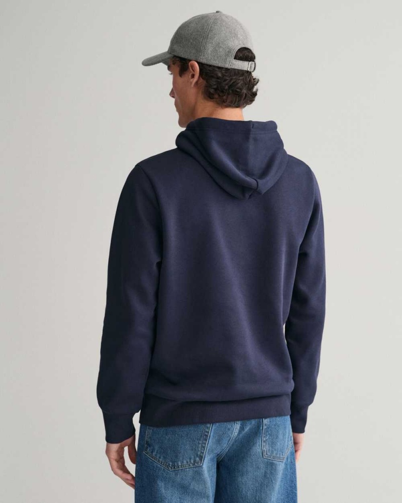 Gant Small GANT Graphic Men's Hoodie Evening Blue | CDOJH-0674